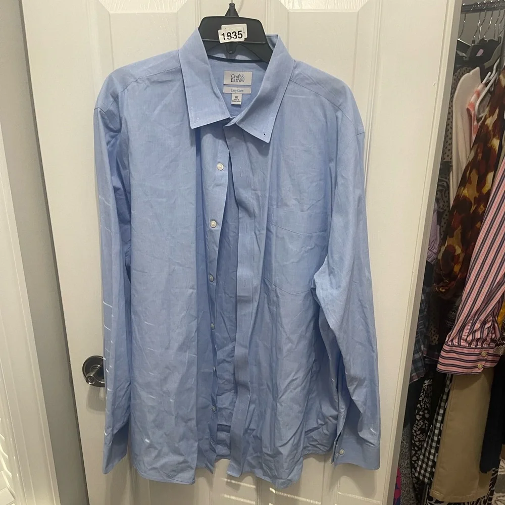 Croft & Barrow Men's Sky Blue Dress Shirt - Picture 2 of 14